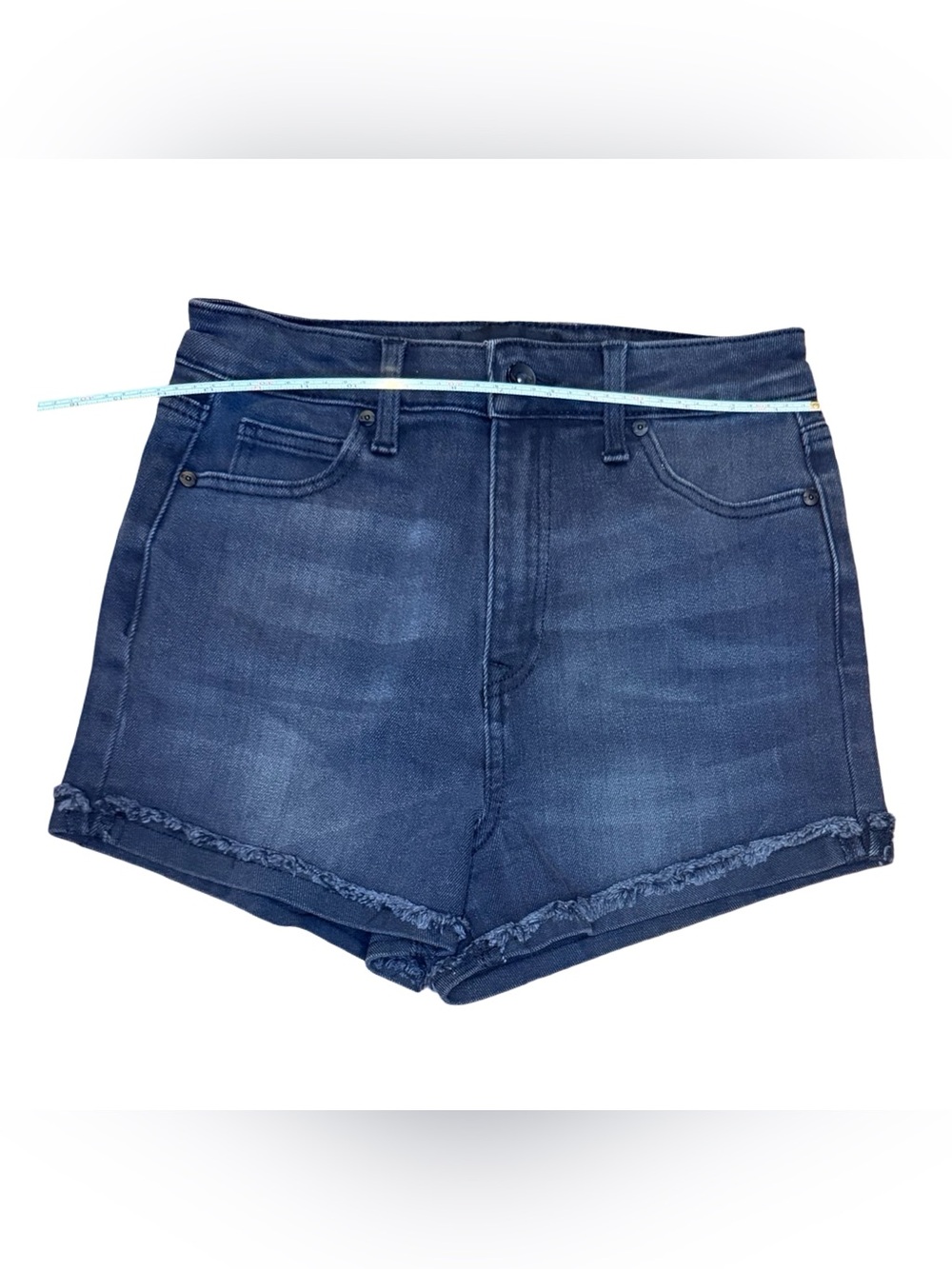 Kendall & Kylie - Size 7 - High-Rise Frayed Hem Denim Shorts - Indigo - Picture 4 of 5